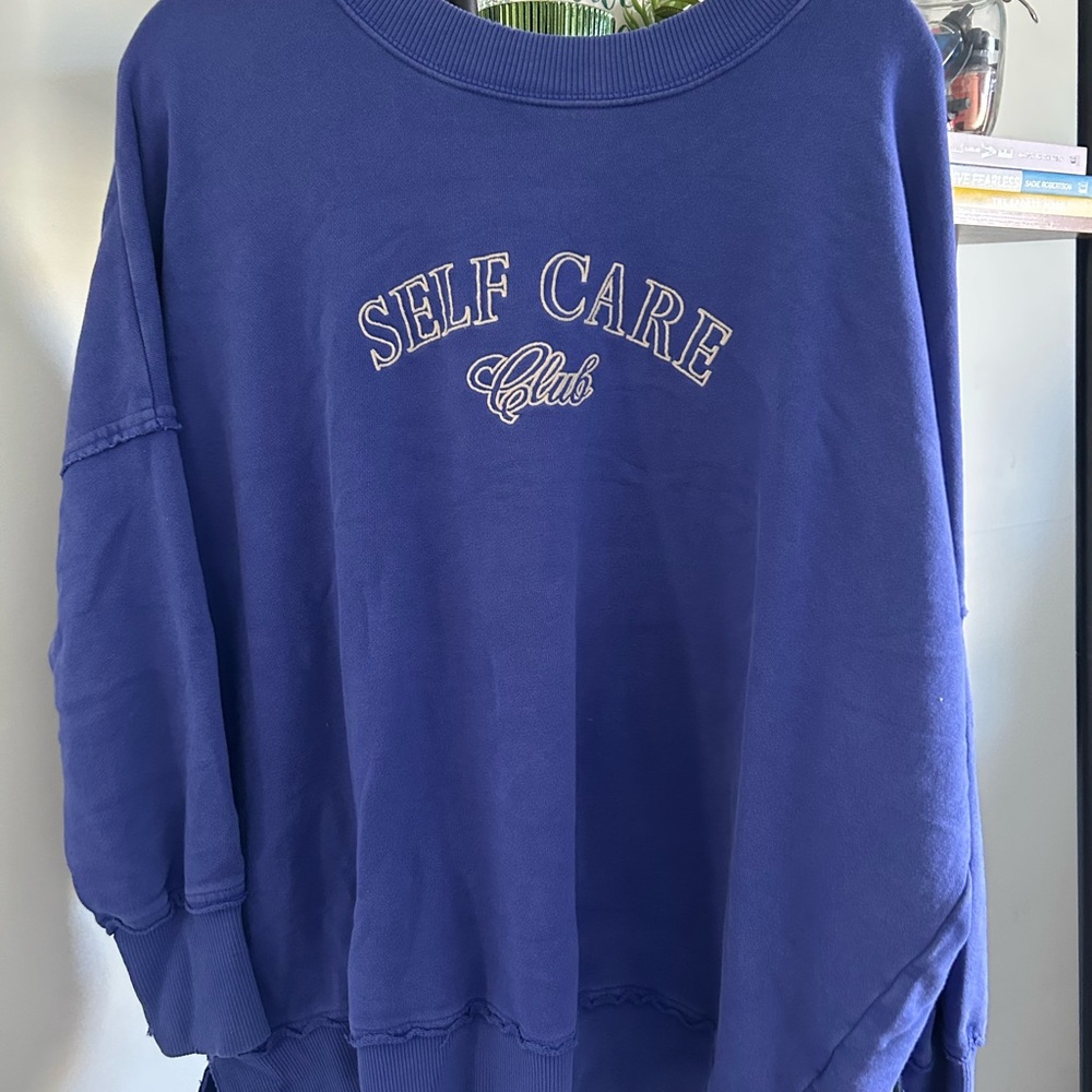 Aerie Blue Crewneck Sweater with Relaxed Fit